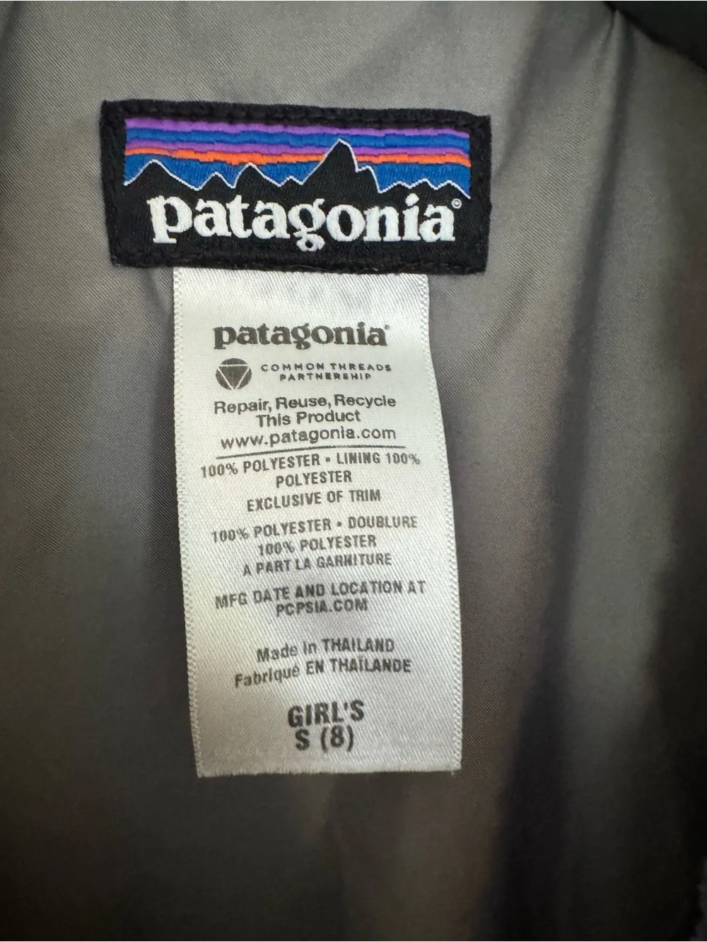 Patagonia Kids' Gray Fuzzy Jacket Size Small/8